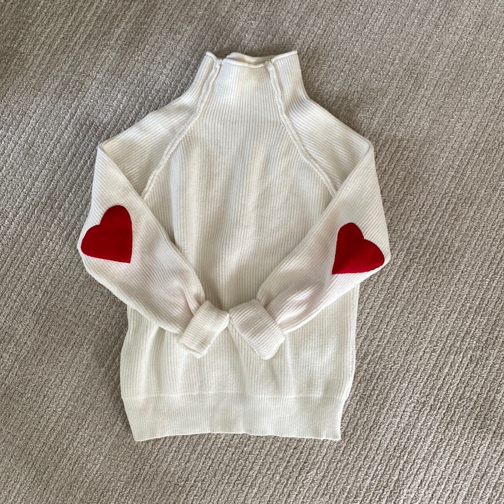 Darling ribbed turtleneck with heart elbow patches / size S